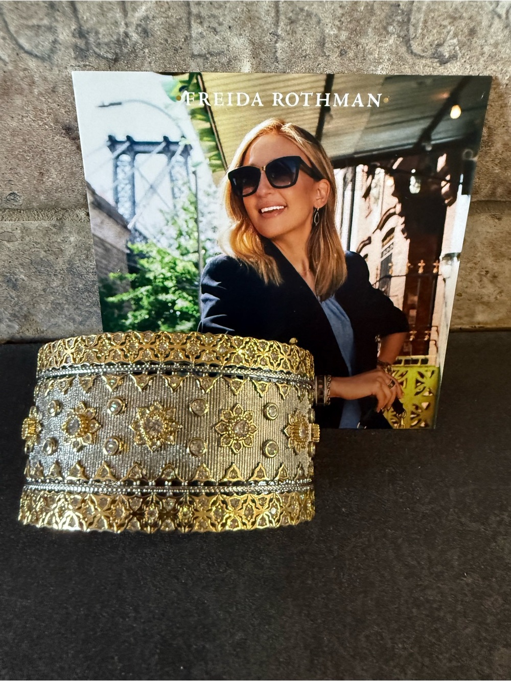 Freida Rothman GORGEOUS Gold & Silver Embellished Cuff Bracelet